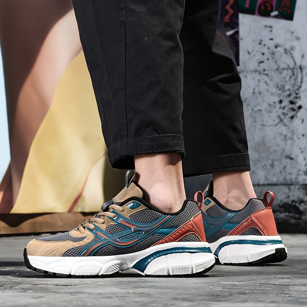 2025 Casual Sports Shoes - Breathable Mesh + PU Splicing Sneakers, Suitable for Men