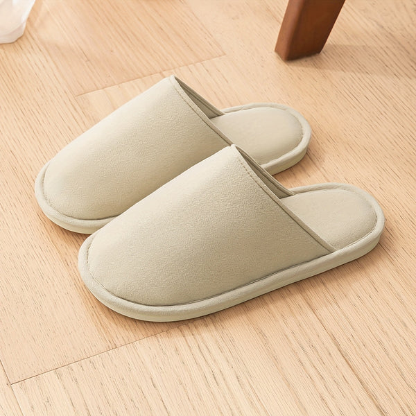 LEADNIE Unisex Winter Slippers - Soft Fabric Indoor\u002FOutdoor House Shoes with TPR Sole