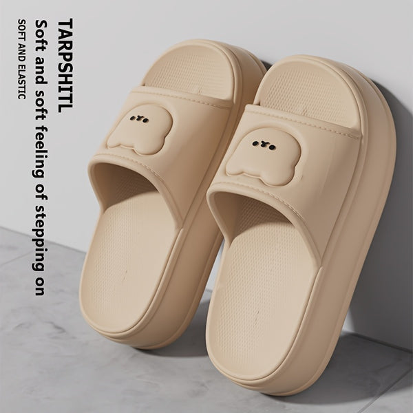 Women'S Cute Bear Cartoon Slide Sandals - Super Soft Thick Sole Casual Slippers with Elevated Heel