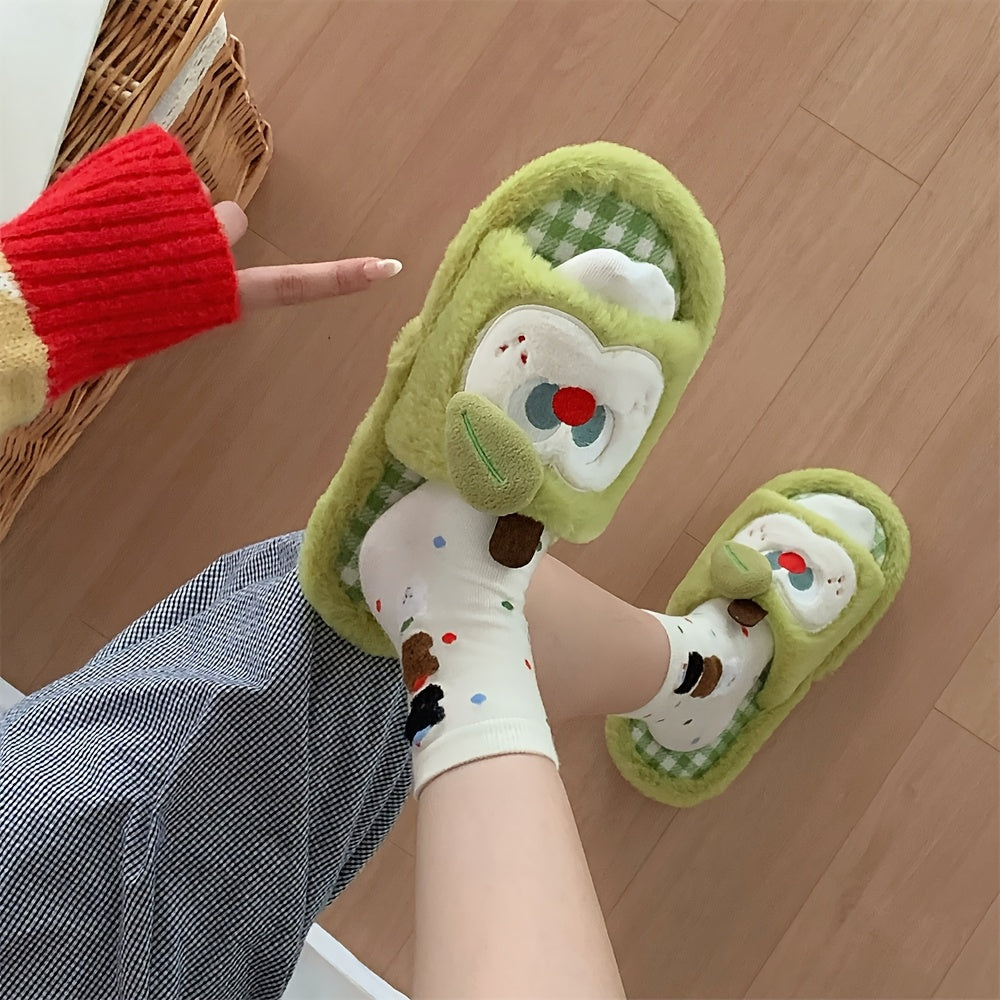 XIXITIAO Women's Plaid Apple Slippers - Korean\u002F Style Cute Green Gingham & Red Checkered House with Sole