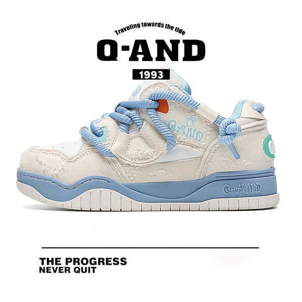 Versatile Style Q-AND Unisex Low-Top Skate Sneakers - Breathable Fabric Upper, TPR Non-Slip Sole