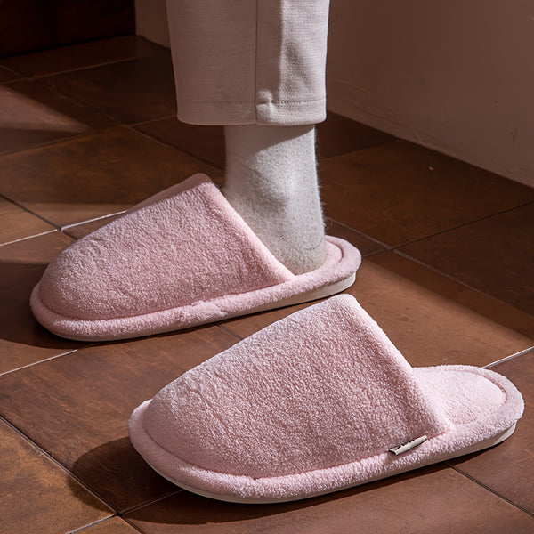 ECAC Unisex Winter Slippers - Non-Slip Indoor House Shoes with Plush Lining, Slip-On Open-Foot Design