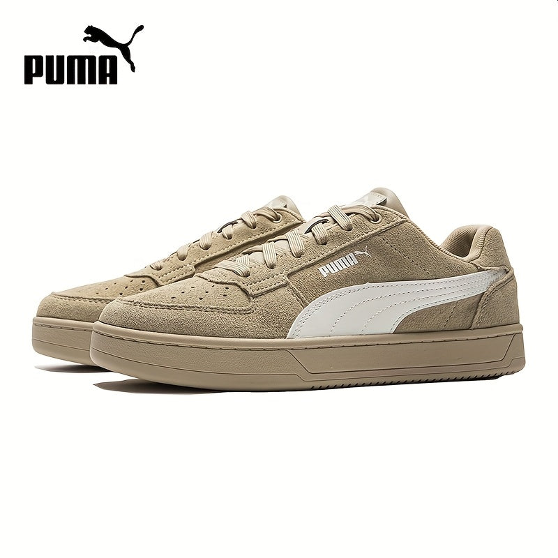 PUMA Unisex Casual Sneakers - Beige & White Low-Top Lace-Up Shoes with Durable Rubber Sole