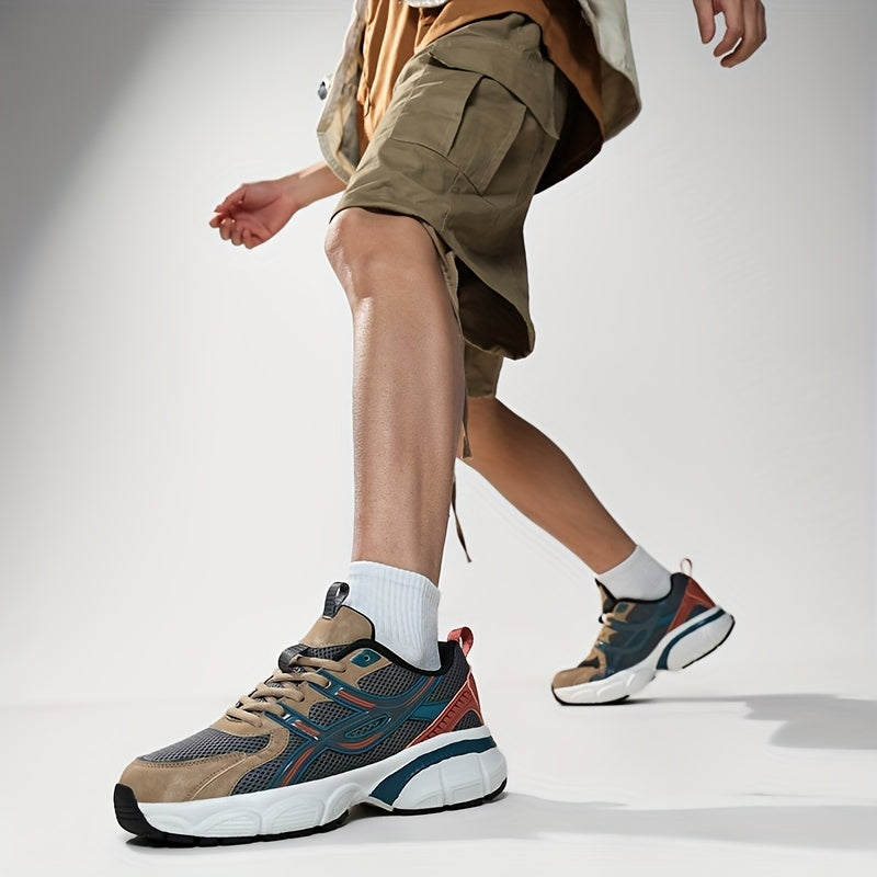 2025 Casual Sports Shoes - Breathable Mesh + PU Splicing Sneakers, Suitable for Men