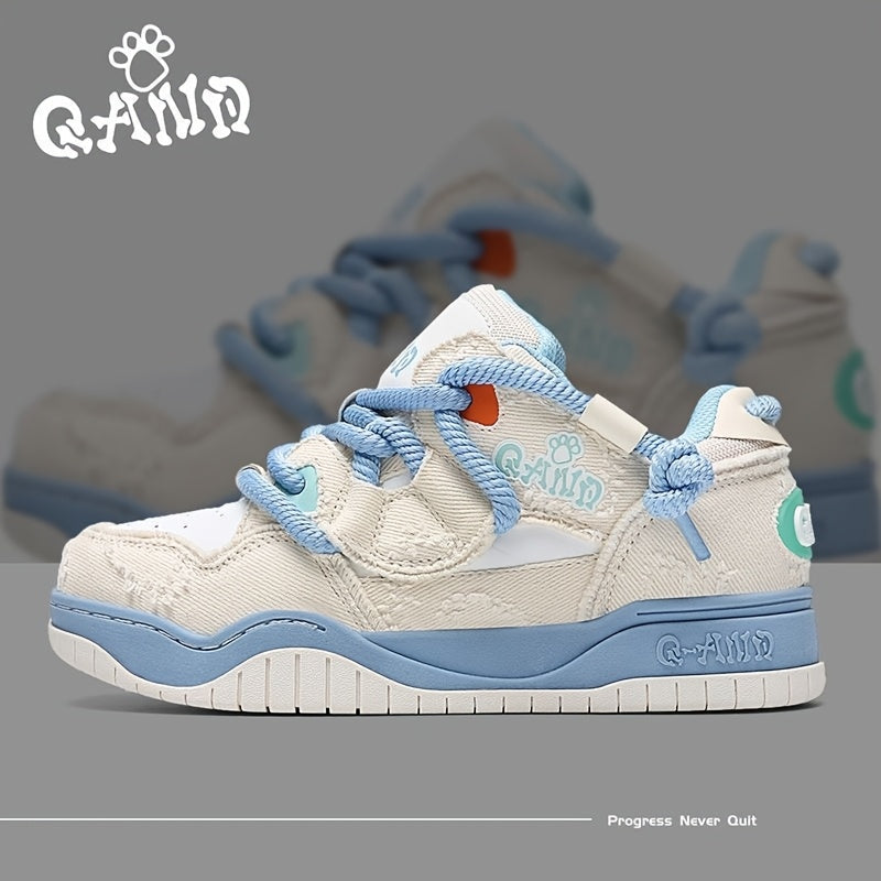 Versatile Style Q-AND Unisex Low-Top Skate Sneakers - Breathable Fabric Upper, TPR Non-Slip Sole
