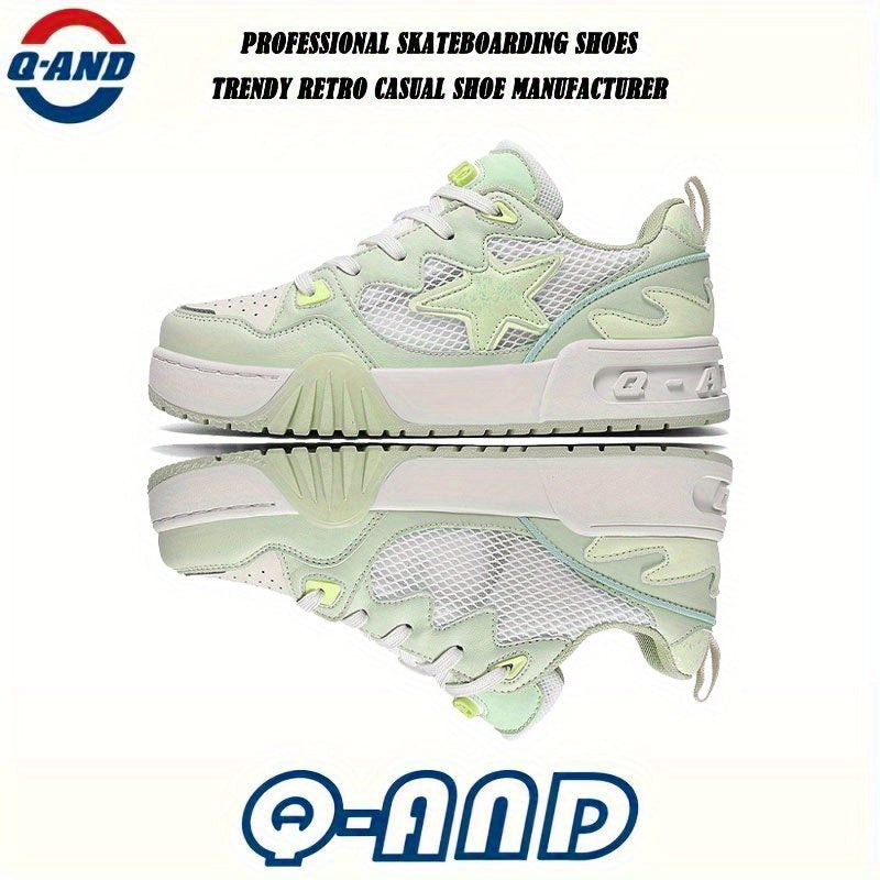 Q-AND Retro Skate Sneakers - Low-Top Lace-Up Casual Shoes with Thick Rubber Sole