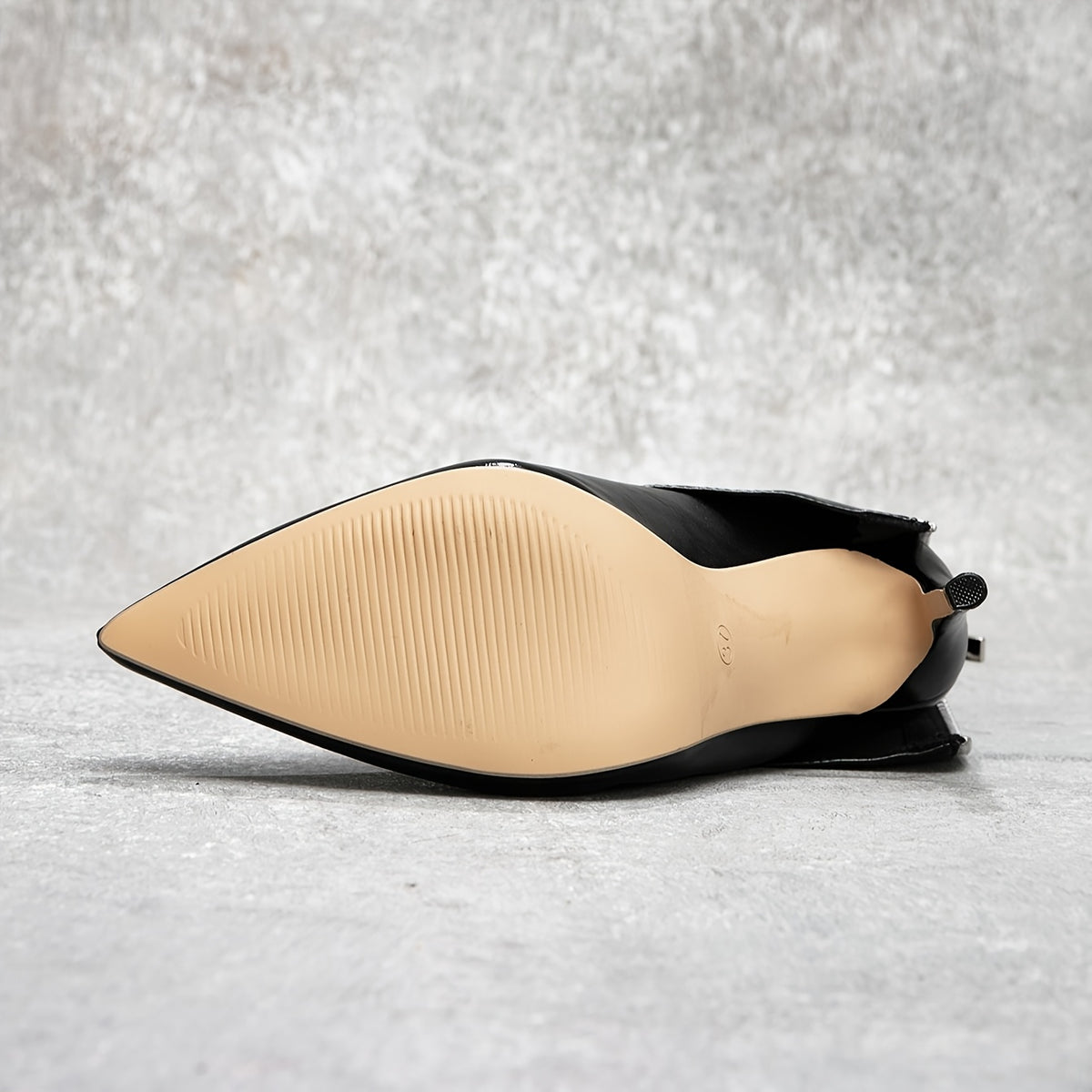 Women's Elegant Black Pointed-Toe Stiletto High Heel Ankle Boots with Back Zipper - Glossy Synthetic Cover