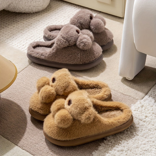 2025 Winter New Arrival Rabbit Slippers for Men - Soft Plush Lined, Warm & Cozy Indoor