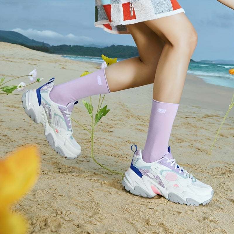 Skechers Women'S Casual Sneakers - Breathable Mesh & Synthetic Low-Top Lace-Up Shoes with Thick Cushioned EVA