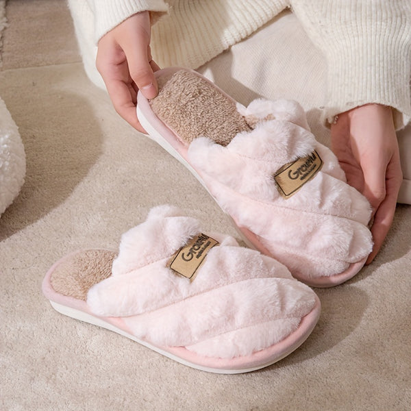 Plaid Winter Slippers Plaid Winter Slippers | Cozy, Non-Slip PVC Sole & Plush Trim - Grey