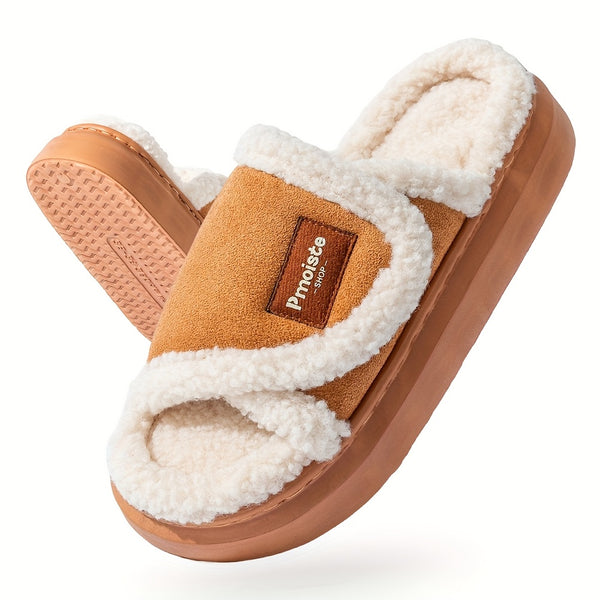PMOISTE Women's Plush House Slippers with Arch & Closure - All-Season Indoor