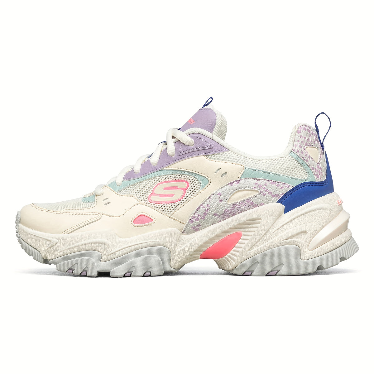 Skechers Women'S Casual Sneakers - Breathable Mesh & Synthetic Low-Top Lace-Up Shoes with Thick Cushioned EVA