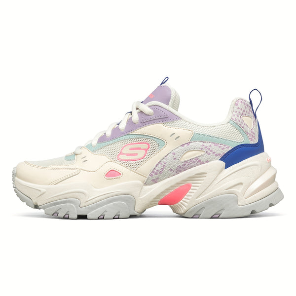 Skechers Women'S Casual Sneakers - Breathable Mesh & Synthetic Low-Top Lace-Up Shoes with Thick Cushioned EVA