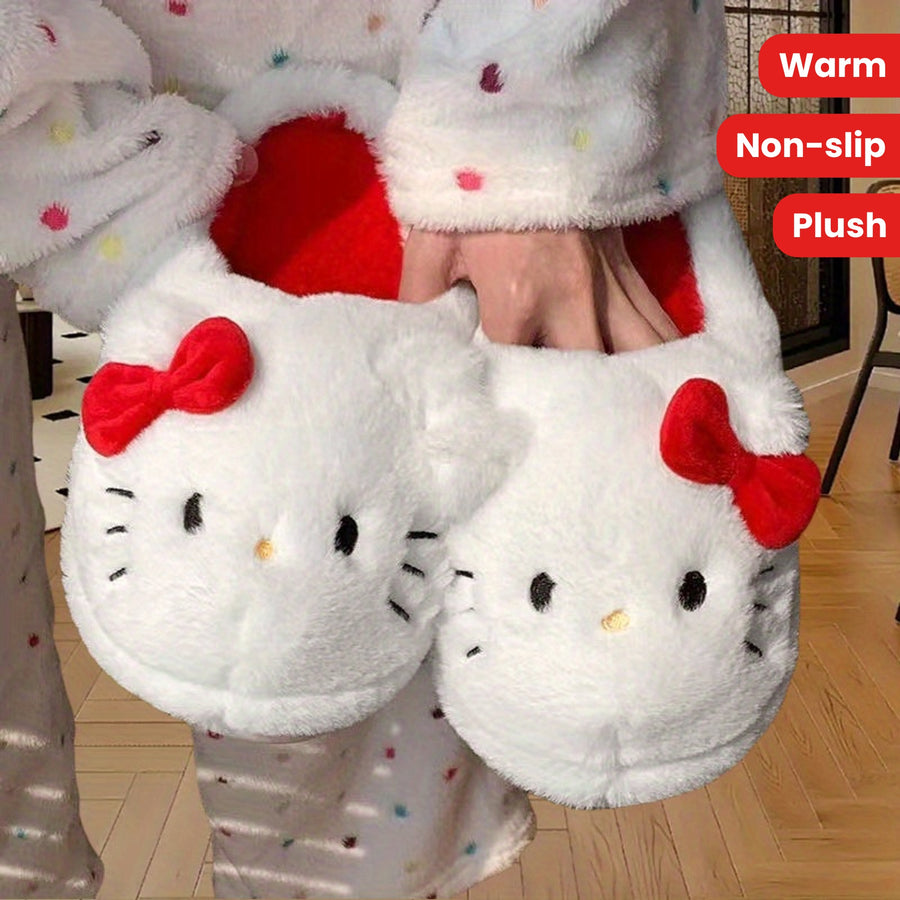 Sanrio for hello kitty Plush Slippers - Cute Cartoon Character Design, Soft Flannel Fabric & Lining