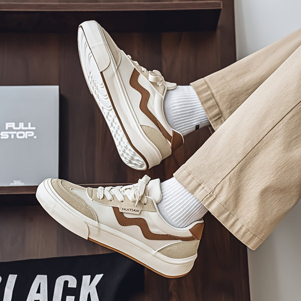 Men's Skate Shoes - Low-Top Sneakers Beige\u002FWhite colorway