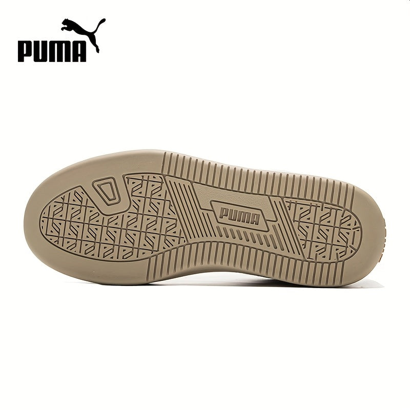 PUMA Unisex Casual Sneakers - Beige & White Low-Top Lace-Up Shoes with Durable Rubber Sole