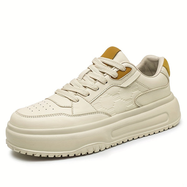 Men's Stylish Comfortable Thick-Sole Low-Top Skate Shoes - Lace-Up PU Upper