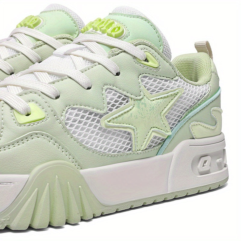 Q-AND Retro Skate Sneakers - Low-Top Lace-Up Casual Shoes with Thick Rubber Sole