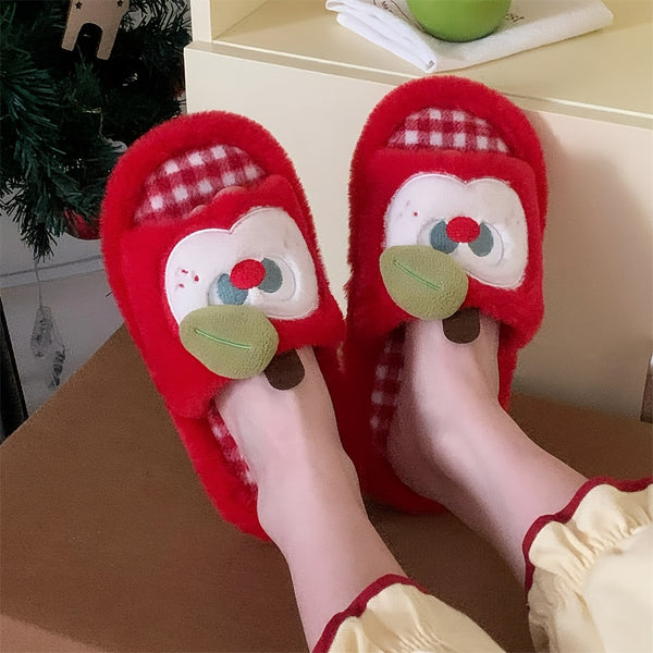 XIXITIAO Women's Plaid Apple Slippers - Korean\u002F Style Cute Green Gingham & Red Checkered House with Sole