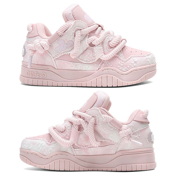 Unisex Cartoon Pattern Skateboarding Shoes, Low Top Lace-Up Sneakers, with Synthetic Upper, Fabric Inner