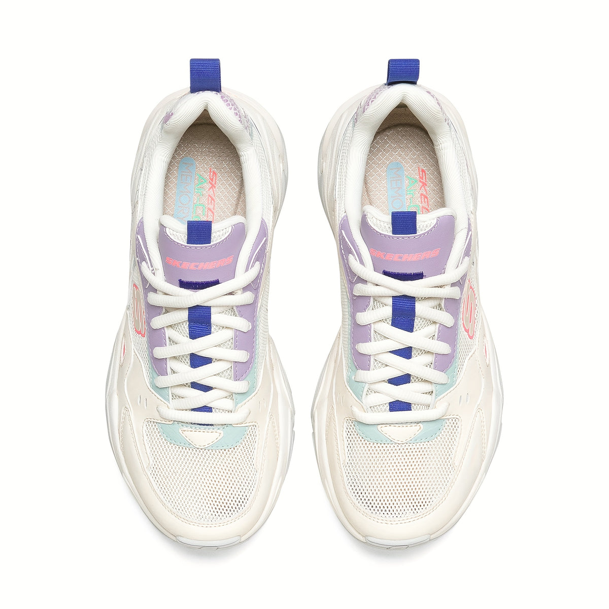 Skechers Women'S Casual Sneakers - Breathable Mesh & Synthetic Low-Top Lace-Up Shoes with Thick Cushioned EVA