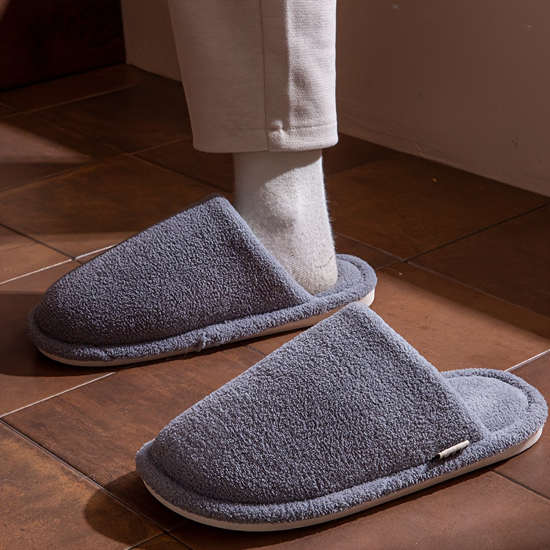 ECAC Unisex Winter Slippers - Non-Slip Indoor House Shoes with Plush Lining, Slip-On Open-Foot Design