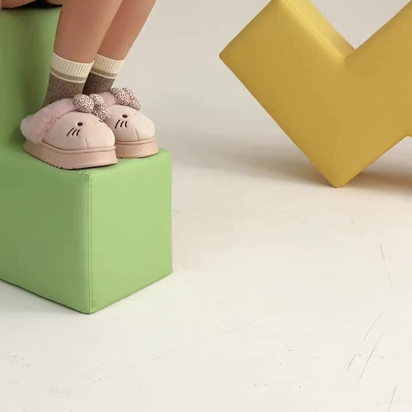 For Hello Kitty Women'S Cozy Winter Slippers with Bow - Soft Plush Fleece Lining, EVA Sole