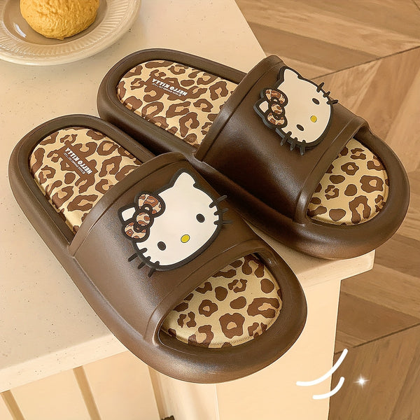 Hello Kitty Slippers Sanrio Hello Kitty Leopard Print Slippers | Cute Cartoon Design, EVA Material