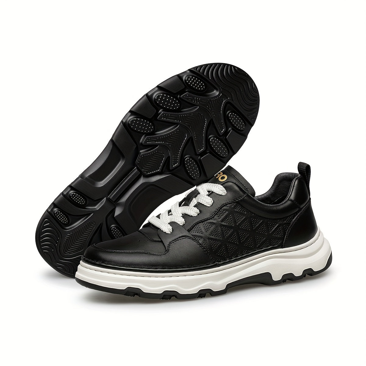 ZRO Men's Genuine Leather Low-Top Sneakers - Full-Grain Cowhide Upper