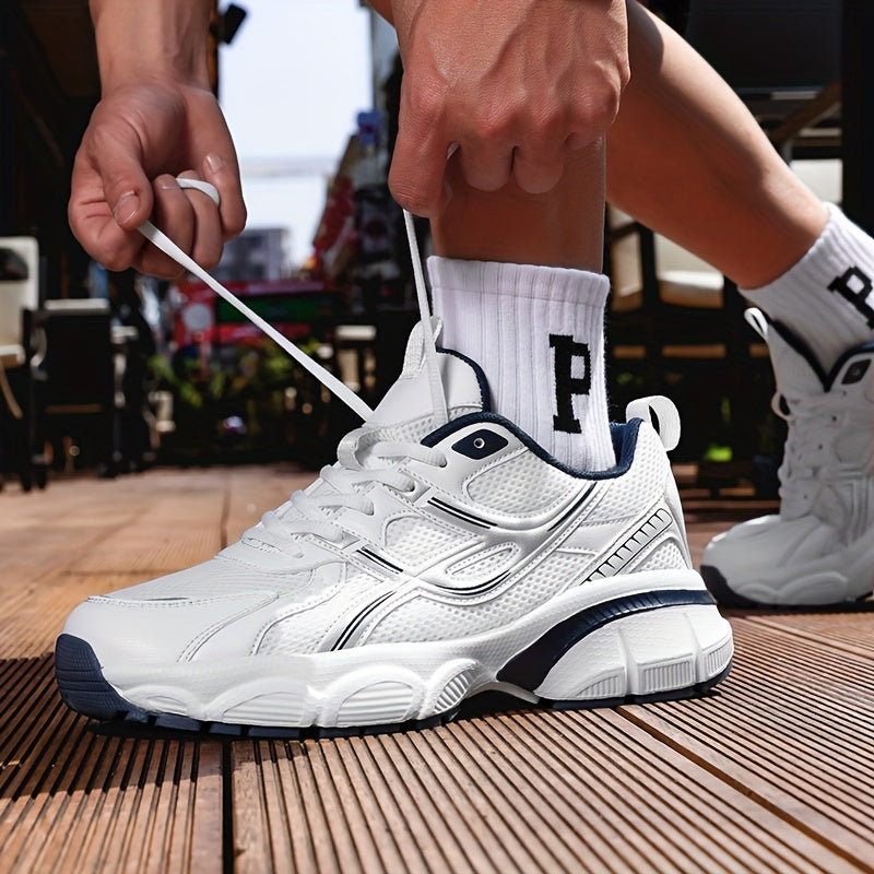 2025 Casual Sports Shoes - Breathable Mesh + PU Splicing Sneakers, Suitable for Men