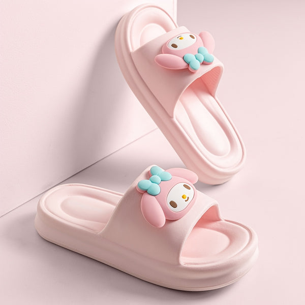 Sanrio Kuromi My Melody Little Twin Stars Slippers - Cute Anime Character House Shoes with Heart & Bow Patterns
