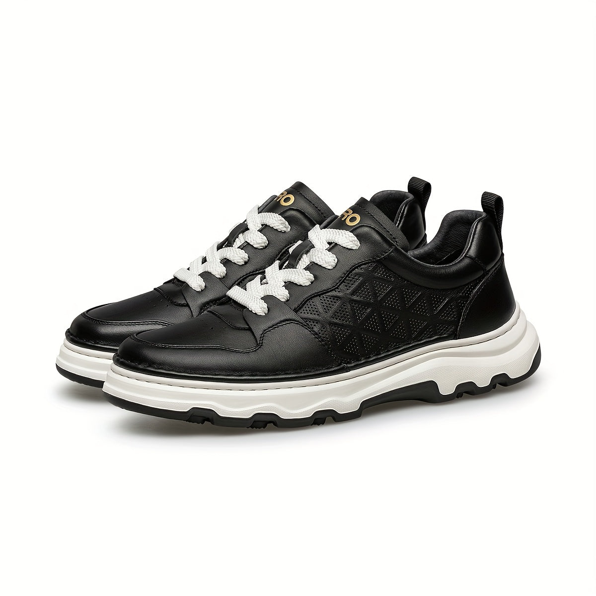 ZRO Men's Genuine Leather Low-Top Sneakers - Full-Grain Cowhide Upper