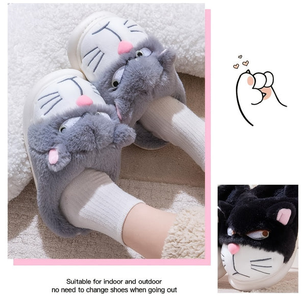 House Shoes with Cute Minnie Mouse Ears & Plush Paw Print Design