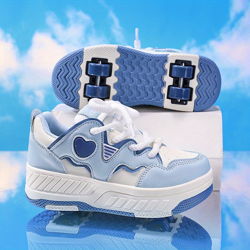 Fashionable And Versatile Breathable Lace-Up Skate Shoes for, Featuring a Sweet Heart Design