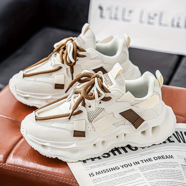 Men's & Women's Low-Top Sneakers - Cushioned Rubber Sole, Lace-Up Closure, Breathable Sneakers for Gym