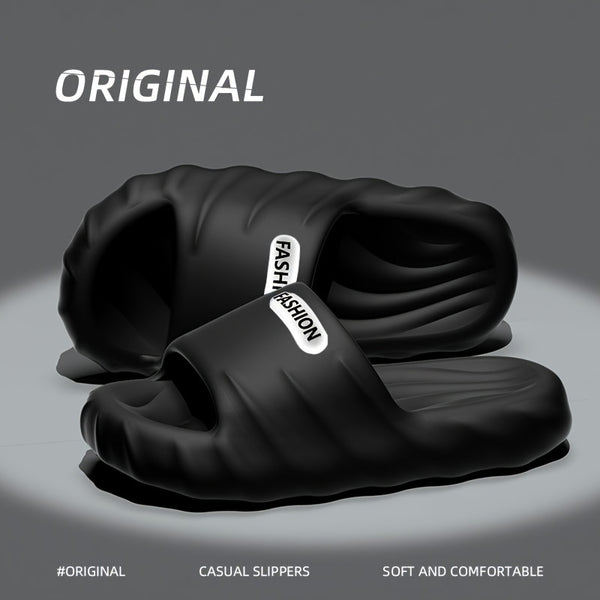Men's Solid Color Open Toe Breathable Chunky Slippers, Comfy Non Slip Durable Soft Sole EVA Slides