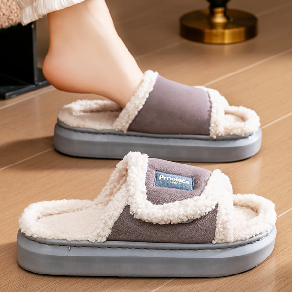 PMOISTE Women's Plush House Slippers with Arch & Closure - All-Season Indoor