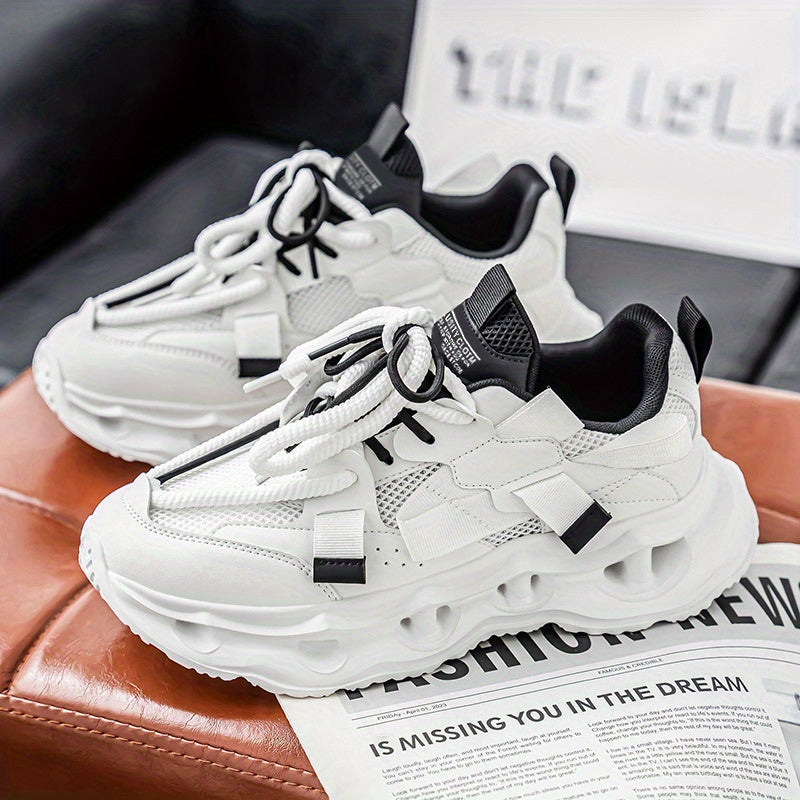 Men's & Women's Low-Top Sneakers - Cushioned Rubber Sole, Lace-Up Closure, Breathable Sneakers for Gym