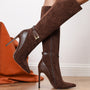 Brown Stiletto Boots Ultra-High Heel Women's Elegant Brown Knee-High Stiletto Boots | Pointed Toe