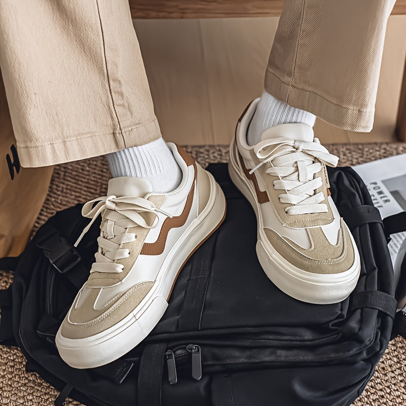 Men's Skate Shoes - Low-Top Sneakers Beige\u002FWhite colorway