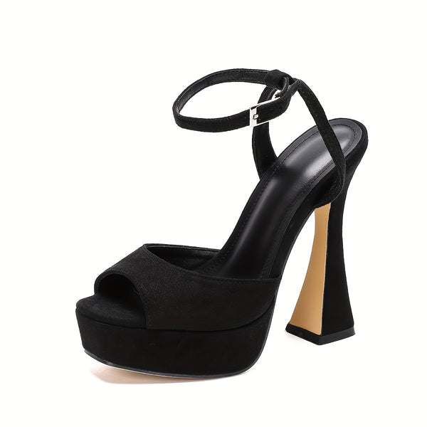 Black Thick-soled Heels Comfortable and Fashionable Black Thick-soled Wedge Heels