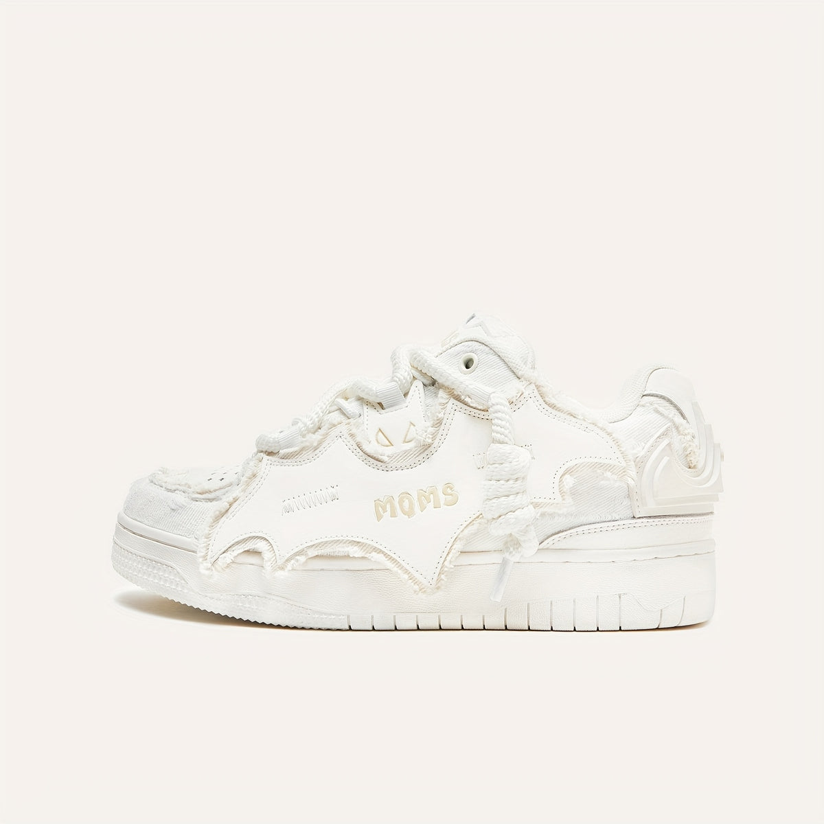 MQMS White Knight Low-Top Sneakers - Unisex Streetwear Slip-Resistant Rubber Sole