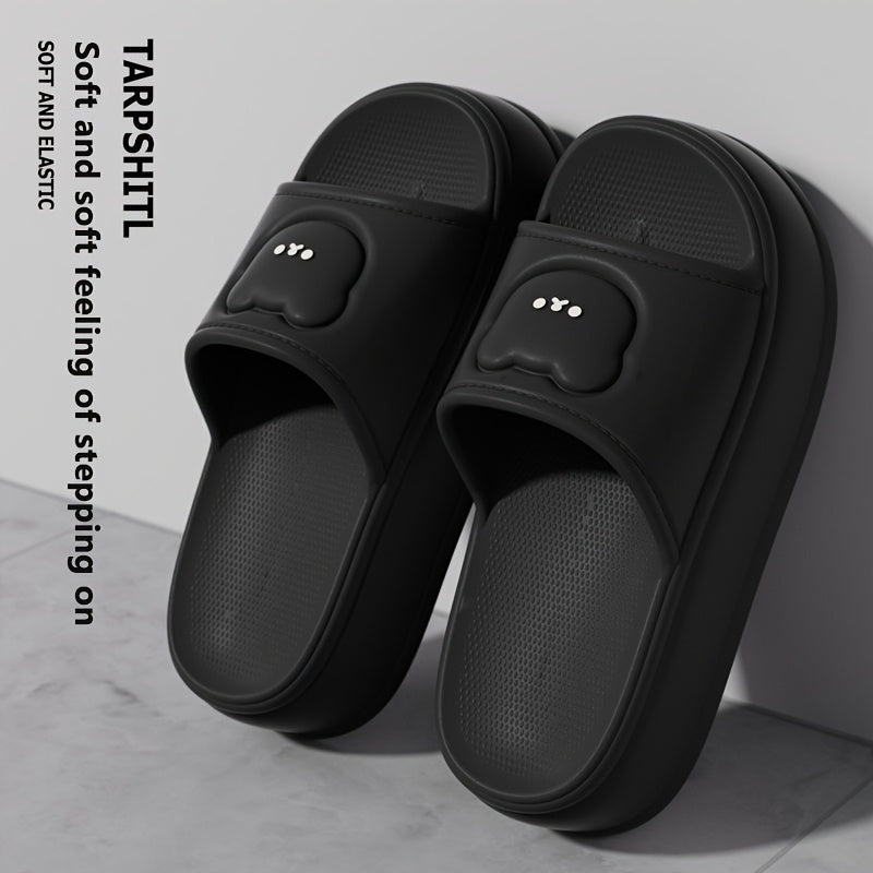 Women'S Cute Bear Cartoon Slide Sandals - Super Soft Thick Sole Casual Slippers with Elevated Heel