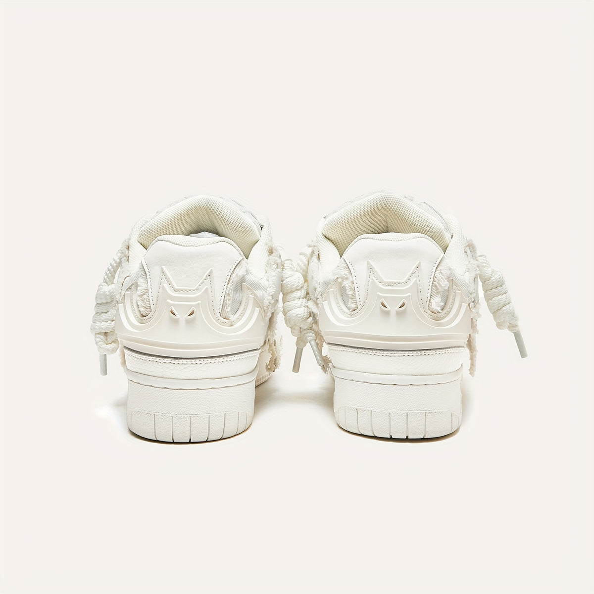 MQMS White Knight Low-Top Sneakers - Unisex Streetwear Slip-Resistant Rubber Sole