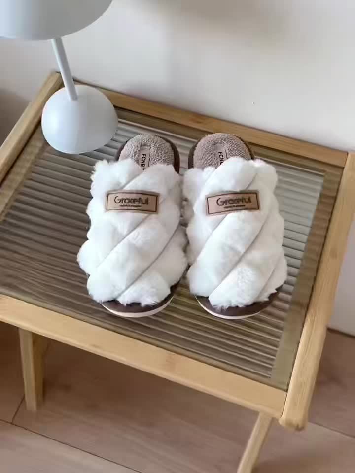 Plaid Winter Slippers Plaid Winter Slippers | Cozy, Non-Slip PVC Sole & Plush Trim - Grey