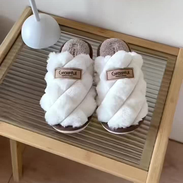 Plaid Winter Slippers Plaid Winter Slippers | Cozy, Non-Slip PVC Sole & Plush Trim - Grey