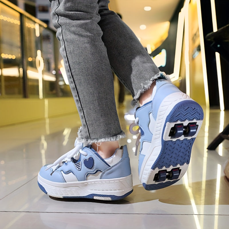 Fashionable And Versatile Breathable Lace-Up Skate Shoes for, Featuring a Sweet Heart Design