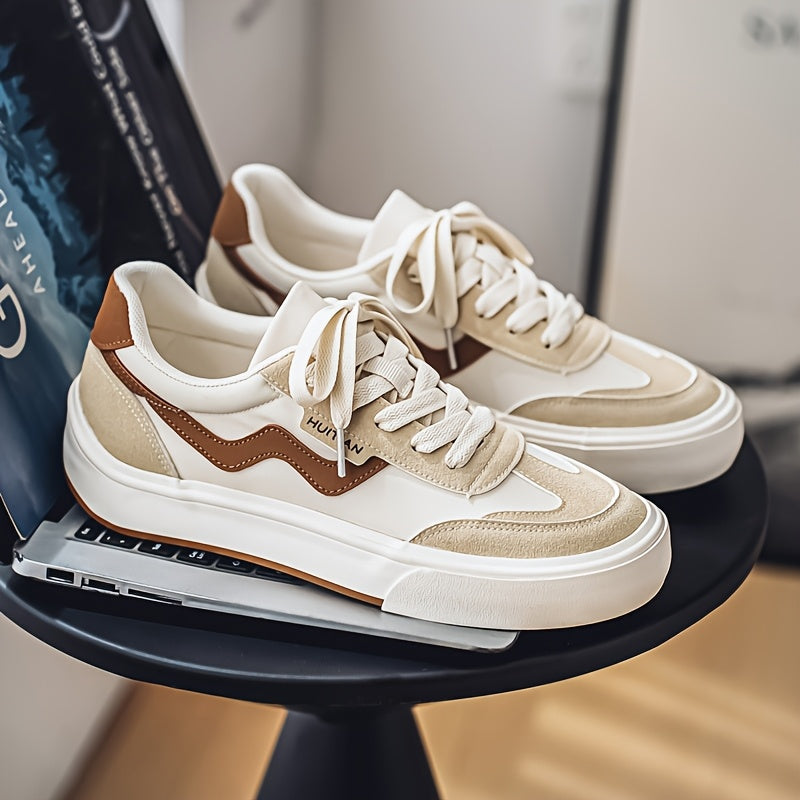 Men's Skate Shoes - Low-Top Sneakers Beige\u002FWhite colorway