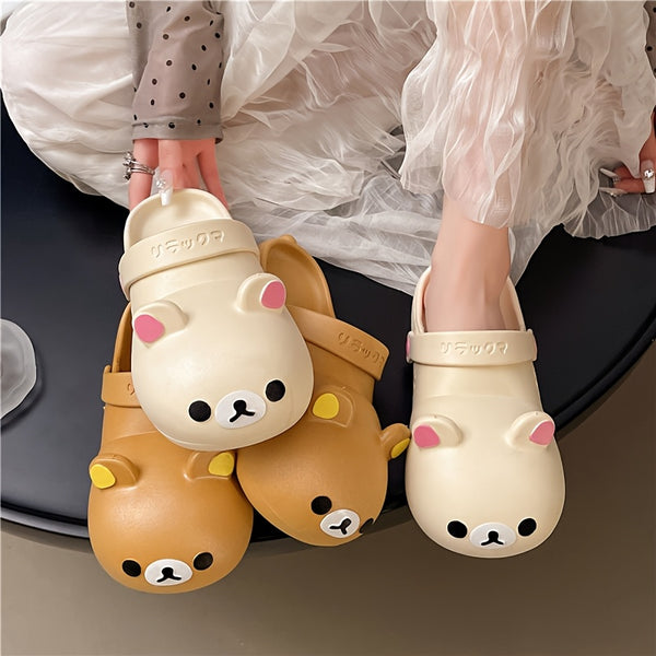 Women's Cute Bear Slip-On House Shoes - Non-Slip Bathroom Slippers, Soft EVA Cushioned Sole for Indoor