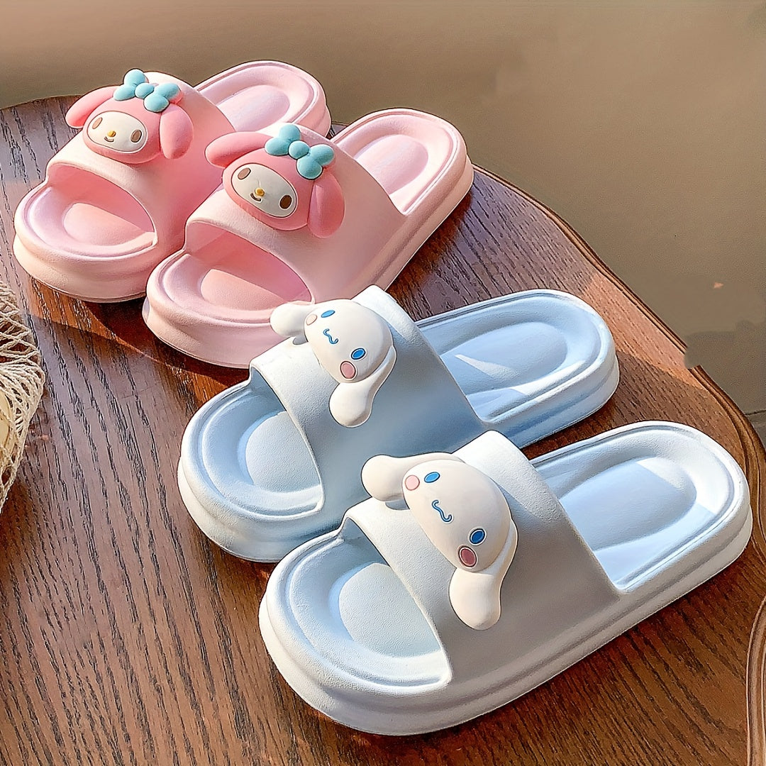 Sanrio Kuromi My Melody Little Twin Stars Slippers - Cute Anime Character House Shoes with Heart & Bow Patterns